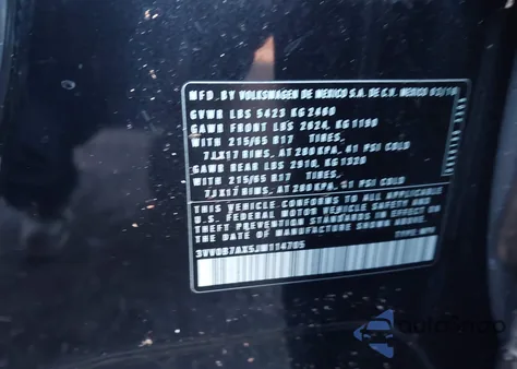 2018 Volkswagen Tiguan 2.0T S z USA, uszkodzony, nr VIN 3VV0B7AX5JM114705